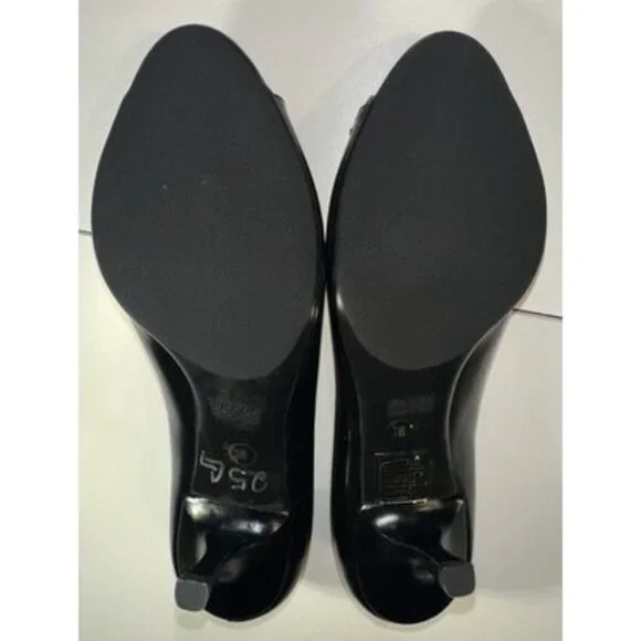 Prada Women's Open Toe Classic Pumps Patent Leather Black Size 6 - Picture 6 of 10